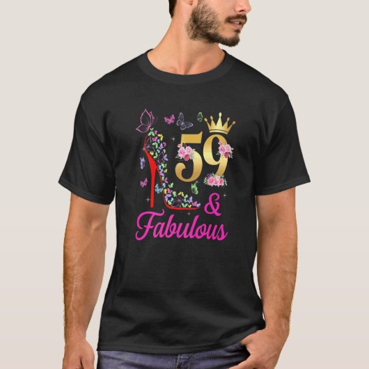 59 en Fabulous 59 jaar oude 59e dag Butterflies Hi T-shirt (Voorkant)