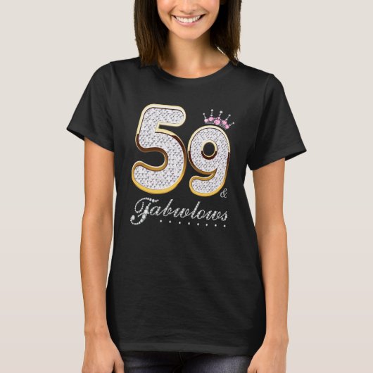 59 en Fabulous 59 jaar oude 59e verjaardag Diamond T-shirt (Voorkant)