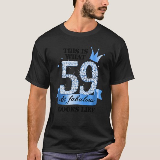 59 & Fabulous I Blue White Party Group Candid Phot T-shirt (Voorkant)