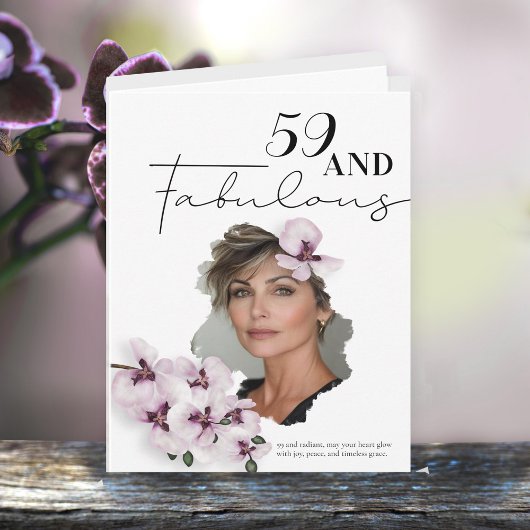 59 & Fabulous Orchid Photo Birthday Greeting Card Kaart
