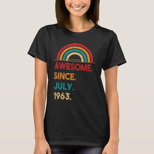 59 jaar Geweldige sinds juli 1963 59e verjaardag T-shirt (Voorkant)