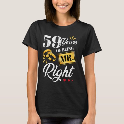 59 jaar Mr Right Funny Couple Wedding A T-shirt (Voorkant)