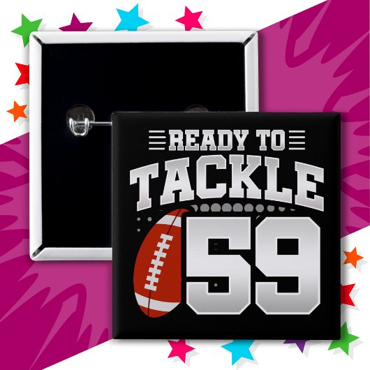 59 Jaar Oud Tackle Football Party 59e Verjaardag Vierkante Button 5,1 Cm