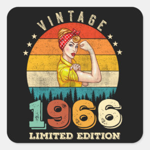 59 jaar oude Bday 1966  59ste verjaardag vrouwen Vierkante Sticker