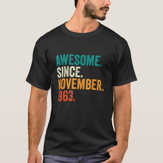 59 jaar oude geschenken Geweldige sinds november 1 T-shirt (Voorkant)