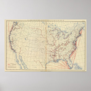 59 Navigeerbare rivieren, routes 1890 Poster