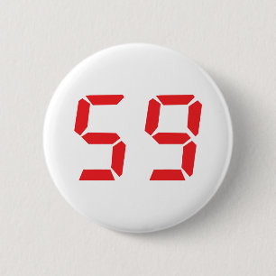 59, negenenenvijftig rode alarmklok digitaal getal ronde button 5,7 cm