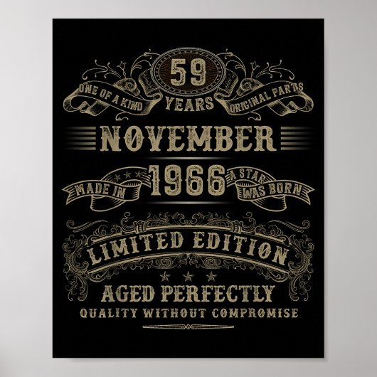59 Year Old 59th Bday November 1966 Limited Editio Poster (Voorkant)