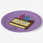 59e Birthday Cake met kaarsen Papieren Bordje (Gekanteld)