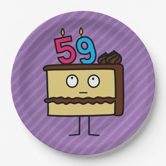 59e Birthday Cake met kaarsen Papieren Bordje (Voorkant)