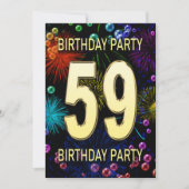 59e 'Birthday Party' Uitnodiging vuurwerk bellen (Voorkant)