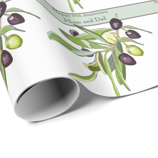 59e bruiloft Jubileum Olive Cadeaupapier (Rol Hoek)