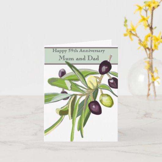 59e bruiloft Jubileum Olive Kaart (Gele Bloem)