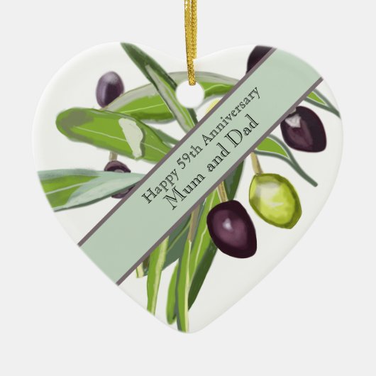 59e bruiloft Jubileum Olive Keramisch Ornament (Voorkant)