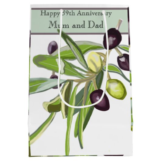 59e bruiloft Jubileum Olive Medium Cadeauzakje (Achterkant)