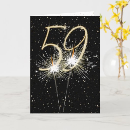 59e bruiloft sparklers kaart (Gele Bloem)