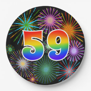 59e evenement - Fun, kleurrijk, vet, regenboog 59 Papieren Bordje