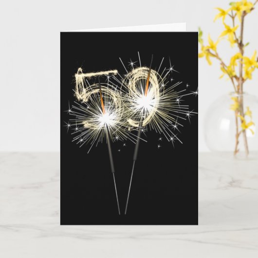 59e jaarsparklers op zwart kaart (Gele Bloem)