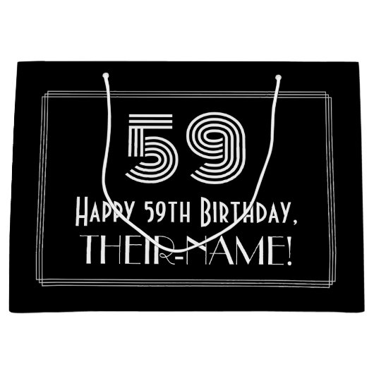 59e verjaardag — Art Deco geïnspireerd look "59" & Groot Cadeauzakje (Voorkant)