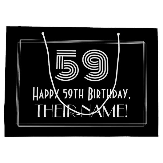 59e verjaardag — Art Deco geïnspireerd look "59" & Groot Cadeauzakje (Achterkant)