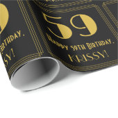 59e verjaardag ~ Art Deco Geïnspireerde look "59", Cadeaupapier (Rol Hoek)