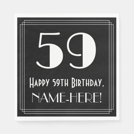59e verjaardag ~ Art Deco Geïnspireerde look "59", Servet (Voorkant)