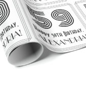59e verjaardag: Art Deco geïnspireerde stijl "59"  Cadeaupapier (Rol Hoek)