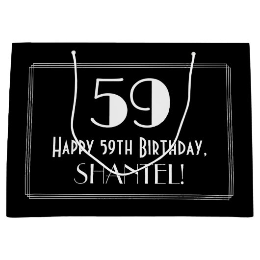 59e verjaardag: Art Deco geïnspireerde stijl "59", Groot Cadeauzakje (Voorkant)