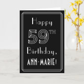 59e verjaardag: Art Deco Style # 59 en aangepaste Kaart (Gele Bloem)