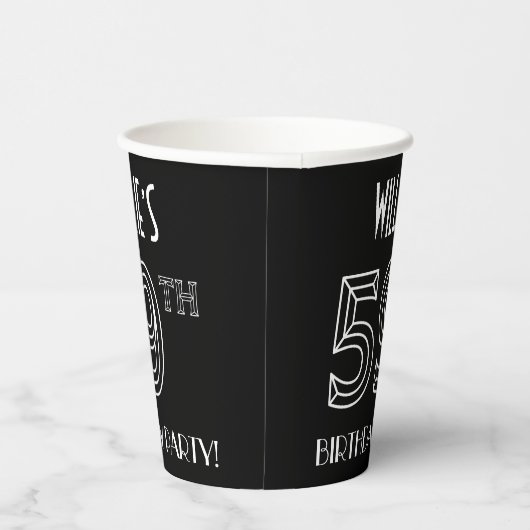 59e verjaardag: Art Deco Style + aangepaste naam Papieren Bekers (Rechts)