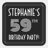 59e verjaardag: Art Deco Style en aangepaste naam Vierkante Sticker (Voorkant)