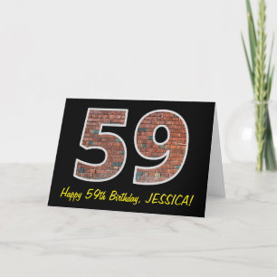 59e verjaardag - bakstenen muurpatroon "59" w / na kaart