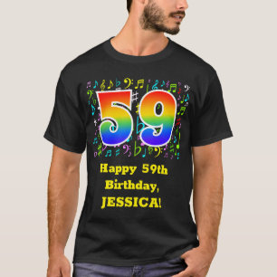 59e verjaardag: Colorful Music Symbols, Rainbow 59 T-shirt
