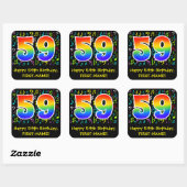 59e verjaardag: Colorful Music Symbols, Rainbow 59 Vierkante Sticker (Vel)