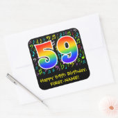 59e verjaardag: Colorful Music Symbols, Rainbow 59 Vierkante Sticker (Envelop)