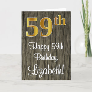 59e verjaardag: Elegant Faux Gold Look #, Faux Woo Kaart