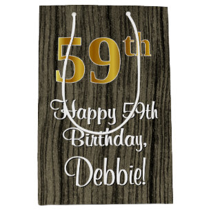 59e verjaardag: Elegant Faux Gold Look #, Faux Woo Medium Cadeauzakje