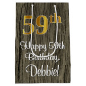 59e verjaardag: Elegant Faux Gold Look #, Faux Woo Medium Cadeauzakje (Achterkant)