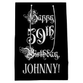 59e verjaardag: Fancy, elegant script + aangepaste Medium Cadeauzakje (Achterkant)