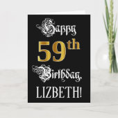 59e verjaardag — Fancy script; Faux Gold Kijk; naa Kaart (Voorkant)