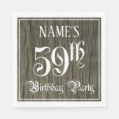 59e verjaardag — Fancy script, kijk op hout Servet (Voorkant)