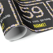 59e verjaardag: Floral Flowers Number, Custom Name Cadeaupapier (Rol Hoek)