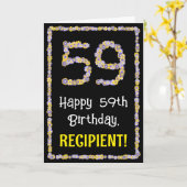 59e verjaardag: Floral Flowers Number, Custom Name Kaart (Gele Bloem)