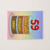 59e verjaardag: Fun Cake and Candles + Custom Name Legpuzzel (Horizontaal)