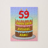 59e verjaardag: Fun Cake and Candles + Custom Name Legpuzzel (Verticaal)