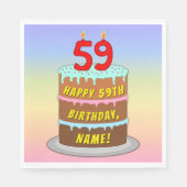 59e verjaardag: Fun Cake and Candles + Custom Name Servet (Voorkant)