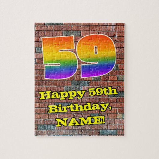 59e verjaardag: Fun Graffiti-geïnspireerde regenbo Legpuzzel (Verticaal)