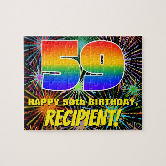 59e verjaardag: Fun, kleurrijk gevuurwerk Legpuzzel (Horizontaal)