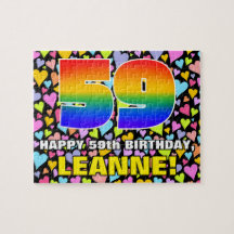 59e verjaardag — Fun, liefhebbende hartvormen + "5
