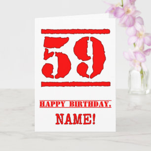 59e verjaardag: Fun, rode rubber stempel geïnspire Kaart